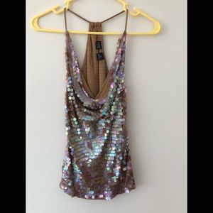 Saks Fifth Avenue 100% Silk Sequined Top